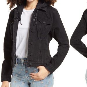 BLANK NYC Denim Trucker jacket with removable hood